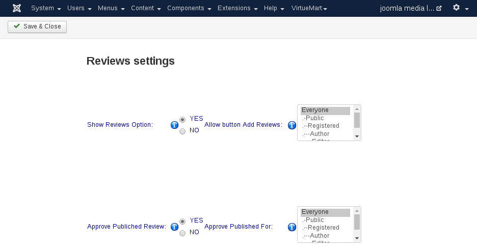 MediaLibrary - Access Setting tab
