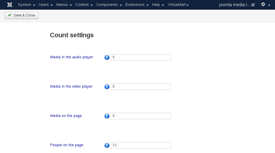 MediaLibrary - Count Settings