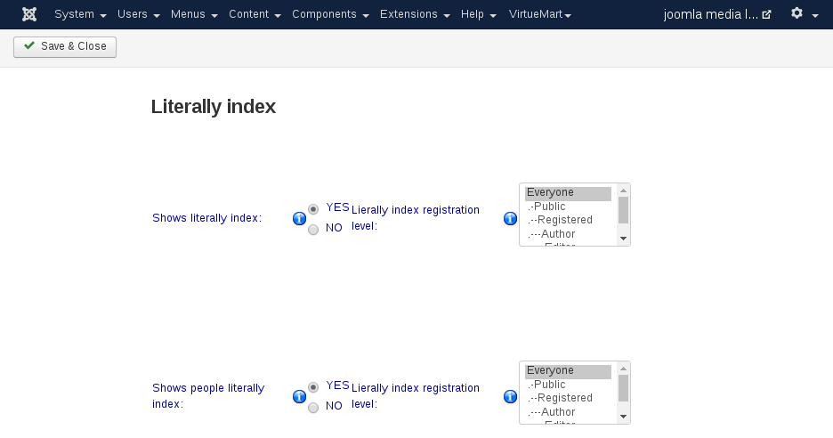 MediaLibrary - Literally index
